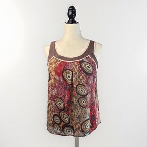 Vintage IZ Byer California Tank Top L Abstract Flowy Layered Y2K Festival Hippie